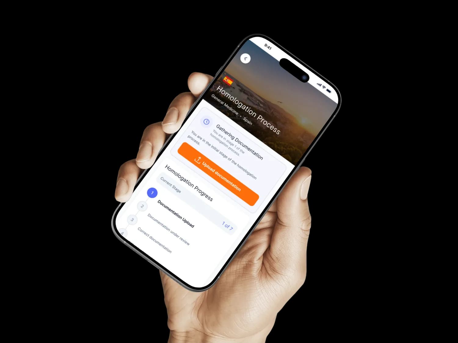 App Booka en la mano de un profesional